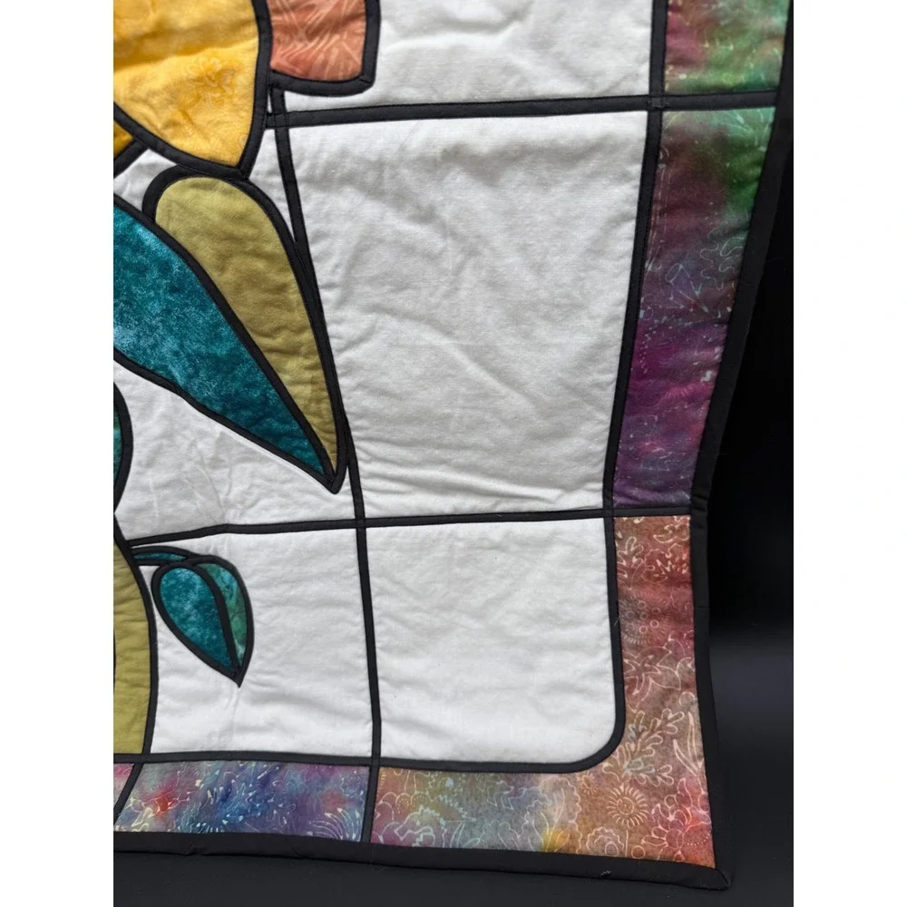 Handmade Sunflower Stained Glass‎ Quilt Wall Hanging 22x33.5